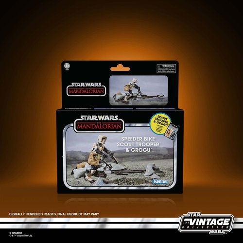 STAR WARS The Vintage Collection Speeder Bike, Scout Trooper & Grogu, The Mandalorian 3.75-Inch Vehicle & Action Figures, Ages 4 and Up
