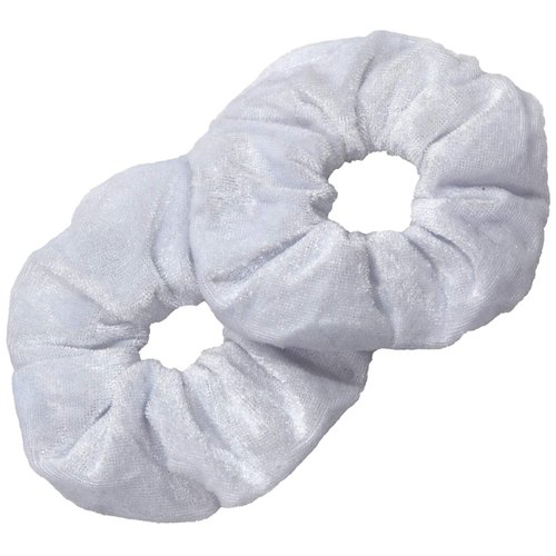 Kenz Laurenz Hair Scrunchies - 2 Velvet Hair Ties for Women Girls Hair Elastics Ponytail Holder Scrunchy Pack (White, Hair Tie)