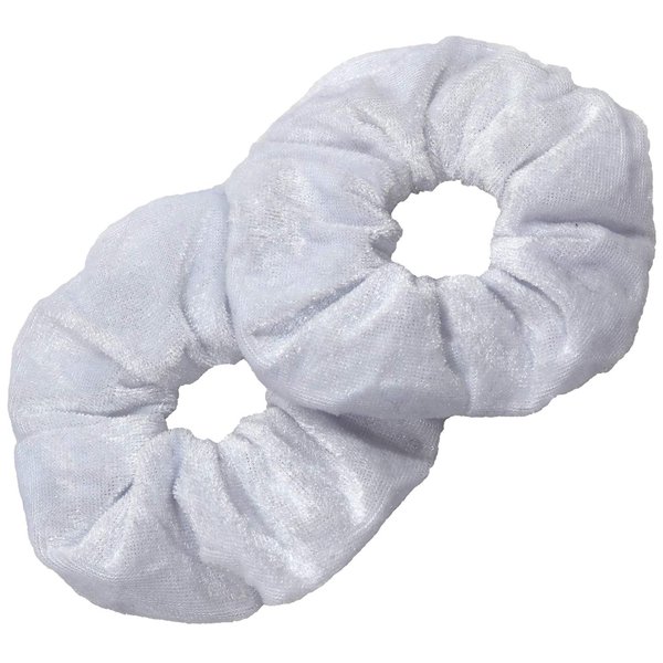Kenz Laurenz Hair Scrunchies - 2 Velvet Hair Ties for Women Girls Hair Elastics Ponytail Holder Scrunchy Pack (White, Hair Tie)