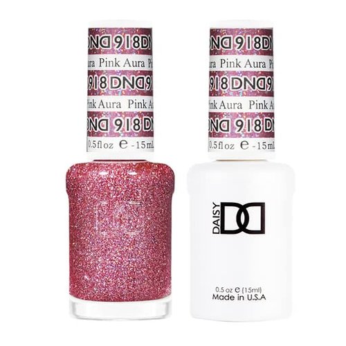 DND Gel Glitter Collection Polish Set - 1 each of Gel Polish and Nail Polish, 918 Pink Aura, 0.5 Fl Oz