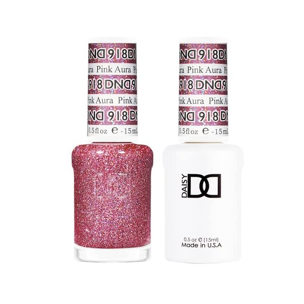 DND Gel Glitter Collection Polish Set - 1 each of Gel Polish and Nail Polish, 918 Pink Aura, 0.5 Fl Oz