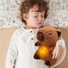 NXNYNZ Capybara Breathing Stuffed Animal, Anxiety Relief Capybara Sleeping Plush with Realistic Breathing Motion and Soothing Music Lights Portable Plushies Birthday Gifts for Adults and Kids