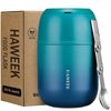 HAWEEK Insulated Food Container 17 oz Soup Thermo for Hot Food Adults, Stainless Steel Vacuum Lunch Box with Folding Spoon, Adult Kids Thermo Portable with Handle for School, Office, Outdoor