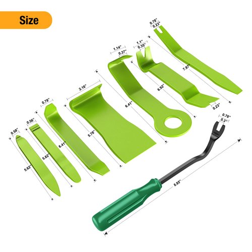 GOOACC 8PCS Auto Trim Removal Tool Kit No-Scratch Removal Tool Kit for Car Audio Dash Panel Window Molding Fastener Remover Tool Kit-Green