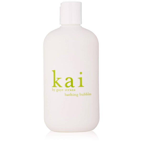 kai Bathing Bubbles, 12 Fl Oz., bubble bath rich in argan oil, scented with our signature gardenia wrapped in white exotics, vegan, cruelty free, made in The USA,