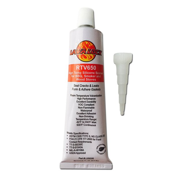 LavaLock RTV 650 F BBQ Grill Smoker Sealer Hi Temp Silicon Adhesive 3 oz. (2.8 Fluid Ounce)