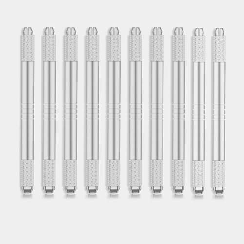 Yoomay Microblading Pen Embroidery Manual Eyebrow Tattoo Pen 10 Pieces For Permanent Makeup Disposable Supplies (10Pcs Double Head Pen)