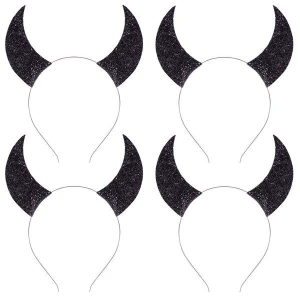DALJIAFA Halloween Devil Headband Devil Horns Headbands Hair Bands Devils Ears Headpiece Women Devil Hairband Hair Hoops Party Decoration Cosplay Costume Handmade Festival Hair Accessories 4 Pack Red