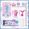 Faccito Mermaid Party Favors Mermaid School Stationery Set Class Reward Gift Notebooks Pencils Sharpener Erasers Stickers Sharpeners Stampers Mermaid Birthday Decoration Supplies (Beautiful,172 Sets)