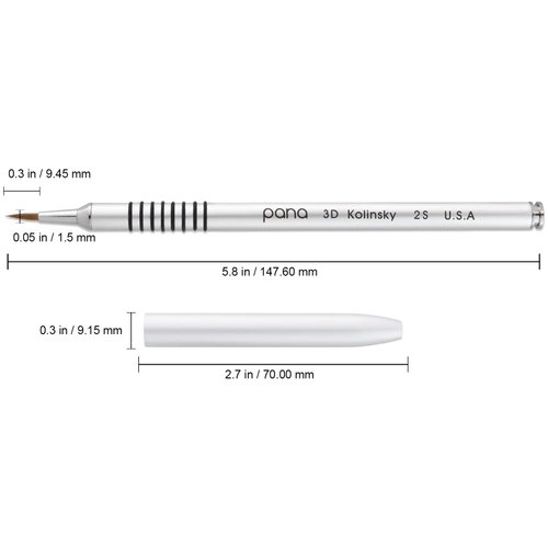PANA 3D Kolinsky Acrylic Nail Art Sculpture Brush with Silver Metal Non-Slip Grip Handle for Manicures 3D Nail Art Flower Designs (Size #2)