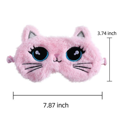 GOUWEIBA Sleeping Mask for Kids - 4 Pieces Plush Sleep Eye Cover Cute Eyeshade Birthday Christmas Gifts for Girls Teens Daughter Women (Cat)
