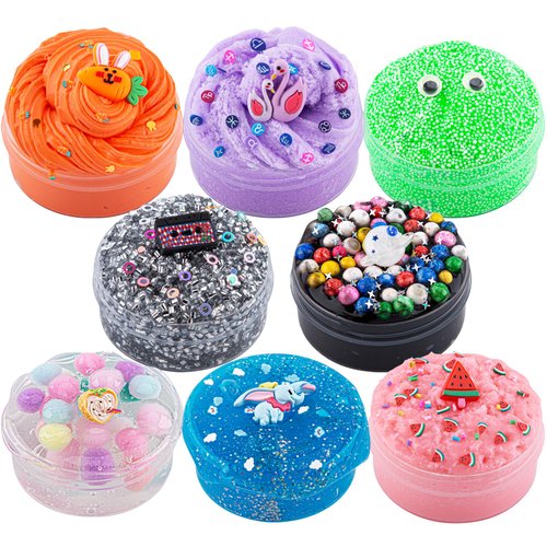 Slime Variety Pack Different Textures, 8 Pack Slime Kit for Kids, Includes Butter Slime, Cloud Slime, Galaxy Foam Slime & Bingsu Slime, Slime Party Favors for Girls & Boys 8-12, Holiday Hallowmas Gift