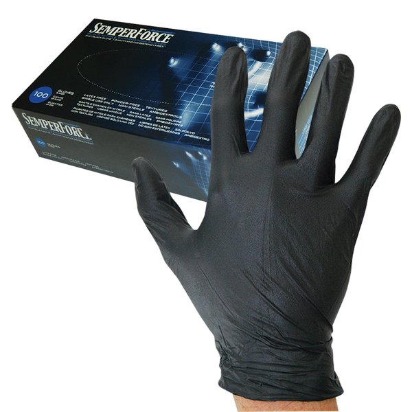 Sempermed BPM-100 Semperforce Black Nitrile Glove-Medium-Box/100, Medium