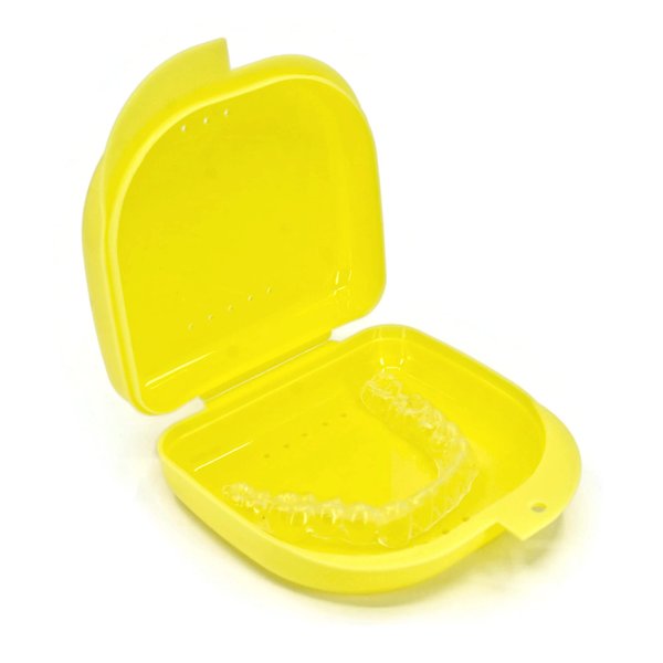 Genco Dental Retainer Case with Vent Holes - Orthodontic container for holding retainers, aligner, night-guard/mouth-guard. Small and Durable retainer case (Yellow)