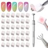 100 Pcs Soft Nail Sponges with 4 Claws Metal Grabber, Wsimily White Mini Nail Sponges for Ombre Metal Grabber Pen Nail Brush Nail Supplies Manicure Nail Art Tools Nail Accessories
