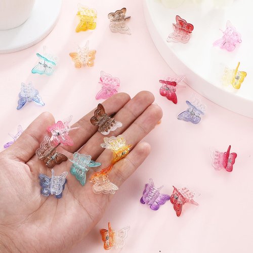 Paderison 54Pcs Mini Butterfly Hair Claw Clips Small Butterfly Hair Clips Y2K Butterfly Claw Clips for Girls Tiny Clips Cute Glitter Hair Accessories for Women 9 Assorted Colors of 54 Hair Barrettes