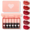 6 Colors Lip Tint Stain Set, Korean Lip Gloss Lip Tint Stain Plumping Mini Liquid Lipstick, Multi-use Lip and Cheek Tint, Long lasting High Pigment, Liquid Blush Waterproof Tinted Lip Gloss