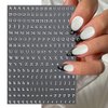 8 Sheets Letter Nail Stickers 3D Self-Adhesive Nail Art Stickers Laser Black White Gold Silver English letters Nail Decals Letter Nail Design Stickers for Women and Girls DIY Nail Decor