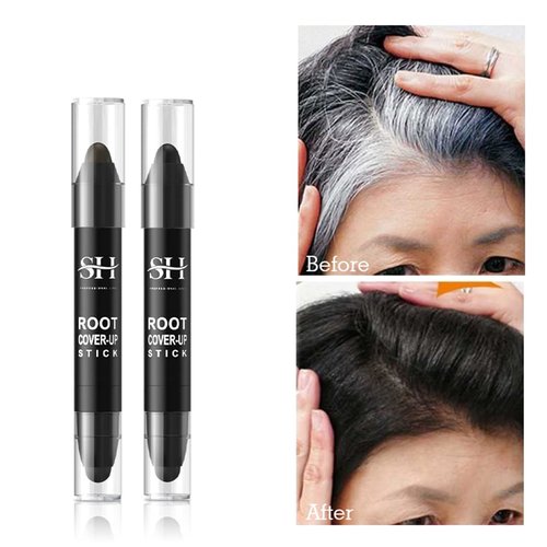 Root Touch Up Dark Brown,gowwim Root Cover Up Quick Stick,Instant Root Concealer to Cover Roots and Grays. (Black)
