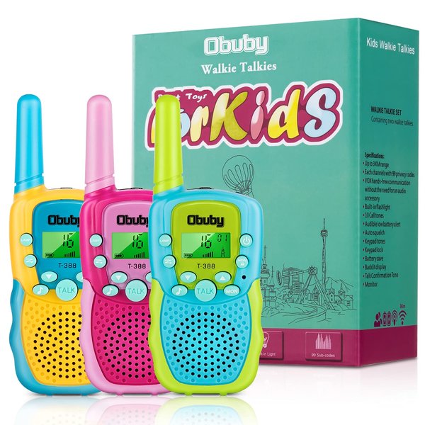 Obuby Toys for 3-12 Year Old Boys Walkie Talkies for Kids 22 Channels 2 Way Radio Gifts Toys with Backlit LCD Flashlight 3 KMs Range for Age 3 up Boy and Girls to Outside , Hiking, Camping