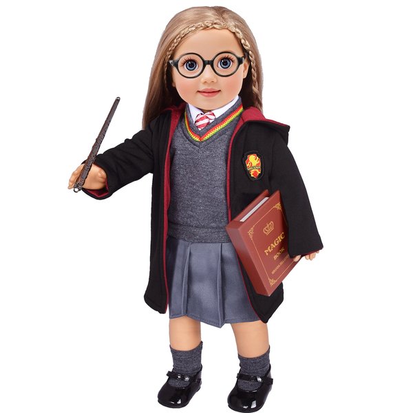 Magic School Uniform Inspired Halloween Costume Doll Clothes Clothing Outfits Accessories Set 10 Pcs for 18 inch Girl Dolls