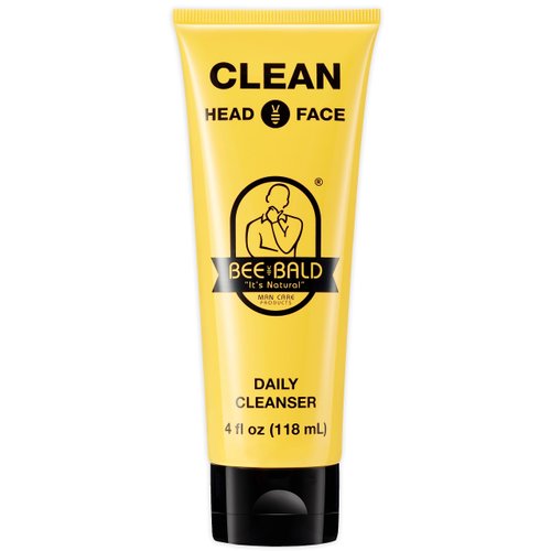 Bee Bald CLEAN - Daily Cleanser for Face and Head - Premium Facial Cleanser for Men and Women Too - Daily Face Wash Refreshes and Thoroughly Cleans - 4 fl Oz