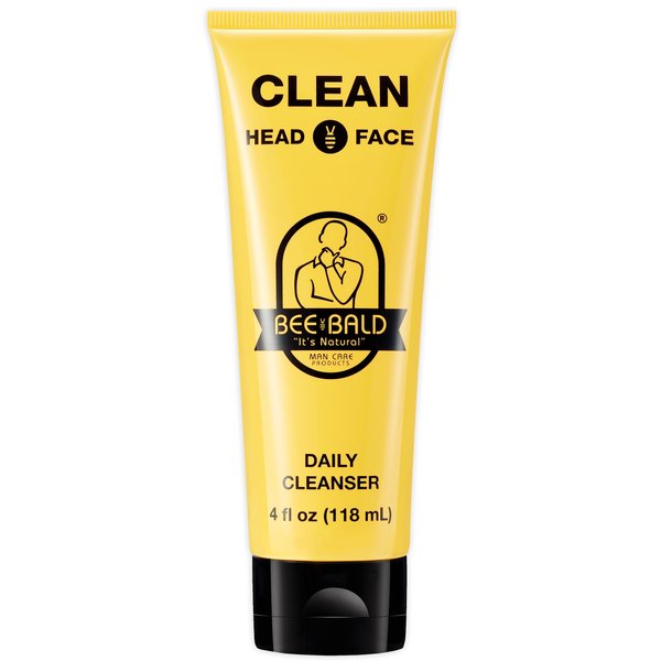 Bee Bald CLEAN - Daily Cleanser for Face and Head - Premium Facial Cleanser for Men and Women Too - Daily Face Wash Refreshes and Thoroughly Cleans - 4 fl Oz