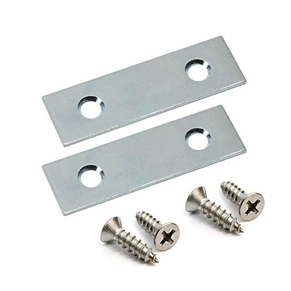 Zinc Plated Steel Mending Plate 1/2" x 2" (10 Pack) with 20 pcs 1/2" x 4 Gauge Flat Head Phillips Screws 20 Screws