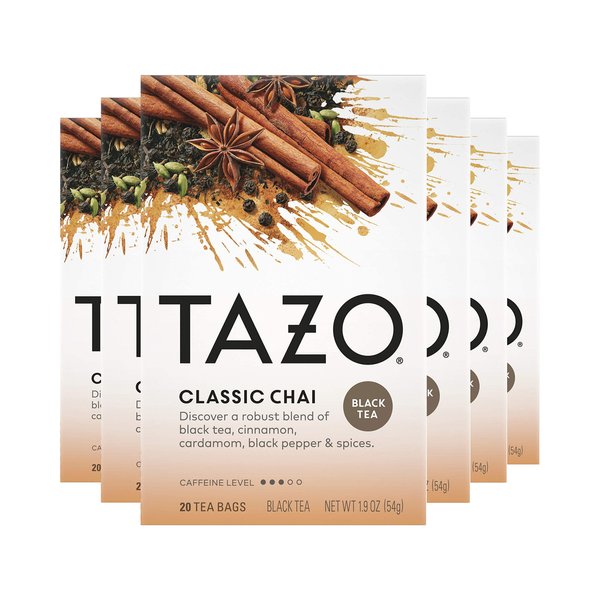 TAZO Tea Bags, Black Chai Tea, Classic, 20 Count (Pack of 6)