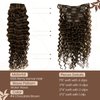 Hetto Wavy Clip in Human Hair Extensions Full Head #4 Dark Brown Clip in Hair Extensions Real Hair Curly Clip on Extensions Human Hair 7Pcs 105+20g 14 Inch