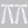 Wave Shaped Hair Bow Clips, Grosgrain hair bows with tails, Ponytail Holder hair Accessories for Kids Girls, White