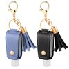 Mozeat Lens 2 Pcs Small Hand Sanitizer Keychain Portable Leather Hand Sanitizer Holder Leakproof Plastic Empty Bottles Hand Sanitizer Travel Holder Bottle for Lotion Liquid Soap Shampoo Blue Black