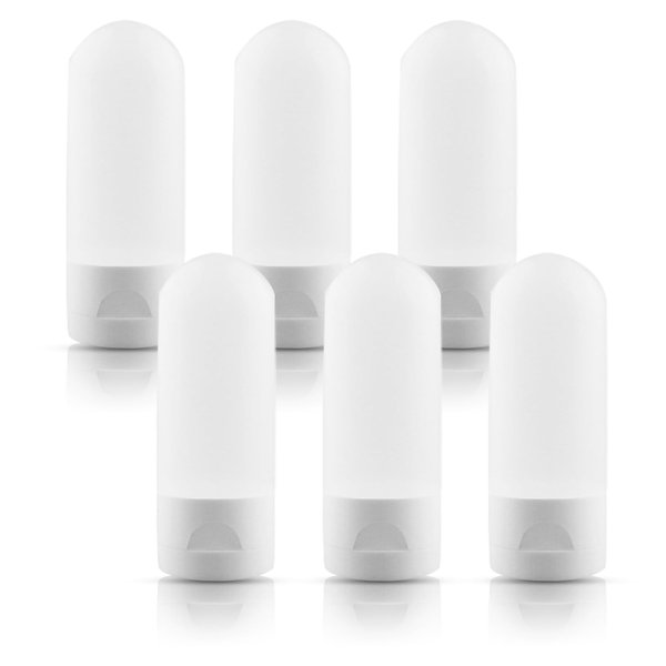YXC 2oz Travel Bottles Set for Toiletries Travel Size Containers Kit 6 Pack Transparent with Flip Cap Leak-Proof Refillable Squeeze BPAFree for Shampoo Conditioner Lotion Face Wash Toothpaste Cream