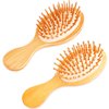 2 PCS Bamboo Hair Brush,Bamboo Brush Mini Hair Brush Anti-Static Travel Brushes for Hair Massage Scalp Detangling Brush Yellow Mini Hairbrush Natural Wooden Pocket Travel Small Hair Brush for All Hair