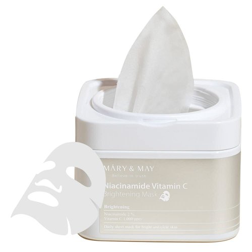 Mary&May Niacinamide Vitamin C Mask 30ea | Quick dispenser type 30 sheet, VitaminC, Korean Facial Mask, marynmay