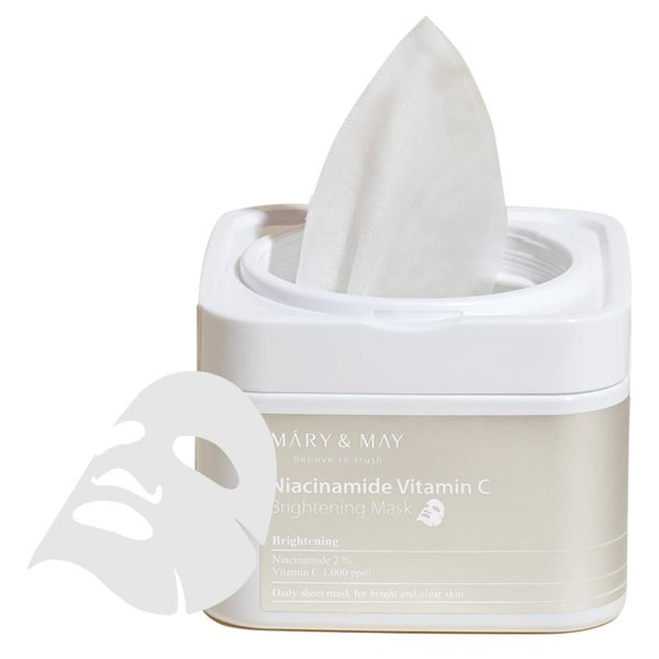Mary&May Niacinamide Vitamin C Mask 30ea | Quick dispenser type 30 sheet, VitaminC, Korean Facial Mask, marynmay