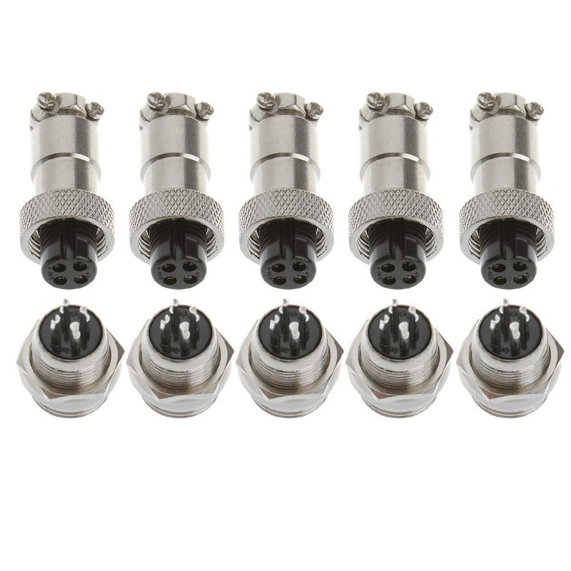 5PCS GX12 12mm Thread Aviation Connector Plug Socket 4 Pin 5A Male ...