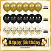 Black Gold Birthday Banner Balloons Decorations, Black and Gold Happy Birthday Yard Banner 18PCS Birthday Confetti Balloons for Boys Girls Men Women Anniversary Birthday Party Supplies Outdoor Decor