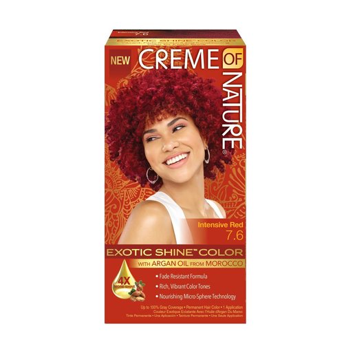 Exotic Shine Hair Color by Creme of Nature, 7.6 Intensive Red, with Argan Oil from Morocco, 1 Application