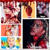 Vampire Fake Blood and Tattoo Set, Halloween Tattoo Stickers Wound Tattoo Stickers, Dark Red Realistic Washable Special Effects SFX Makeup, Halloween Costume, Zombie, Vampire and Monster Makeup