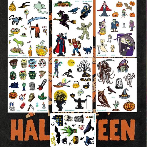 Ooopsiun Halloween Temporary Tattoos for Kids - 100 styles Scary Halloween Tattoos Stickers Party Favors Decorations for Boys Gilrs
