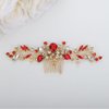 Teyglen Bride Crystal Wedding Hair Comb Red Rhinestone Bridal Side Comb Wedding Hair Accessories Teardrop Crystal Hair Piece Rhinestone Headpiece for Women Bride Girls (Red)