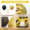 AIBIIN 90 Pcs Happy New Year 2025 Party Supplies Black Gold New Years Eve Decorations with Hats, Banner, Glasses, Blowout, Balloons, Tablecloth 2025 New Year NYE Party Decoration Supplies