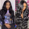 AUOCATTAIL 13x4 Glueless Lace Front Wavy Wig 30 Inch HD Body Wave Lace Front Wigs 150% Density Pre Plucked Black Wig Human Hair Wigs For Women Glueless Wigs