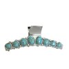 Long turquoise blue stone silver western style metal hair claw
