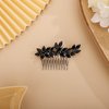 Chargances Bride Wedding Rhinestone Hair Comb Black Crystal Hair Side Comb Fashion Handmade Headpiece Bridal Hair Accessories for Wedding Prom Flower Girl (Black)