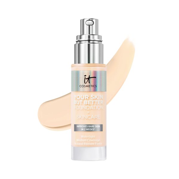 IT Cosmetics Your Skin But Better Foundation + Skincare, Fair Warm 10 - Hydrating Coverage - Minimizes Pores & Imperfections, Natural Radiant Finish - With Hyaluronic Acid - 1.0 fl oz