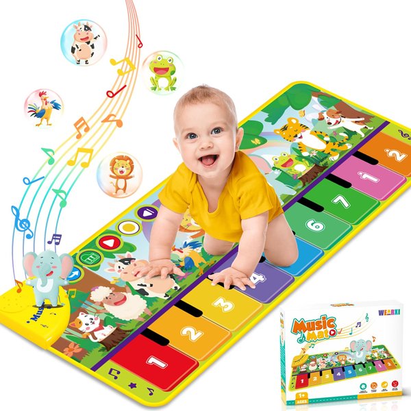 WEARXI Toys for 1 Year Old Girl Gifts Birthday Gifts for 2 Year Old Girls Boys Musical Mats, Baby Girl Toys, Crawling Toys, Piano Play Mat for Baby Interactive Musical Toys for Toddlers 1-3