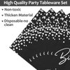 Wiooffen 96PCS Black Silver Birthday Paper Plates and Napkins Party Supplies Happy Birthday Party Decorations Disposable Birthday Party Tableware Dinnerware Set for Women Men Birthday Serves 24 Guests