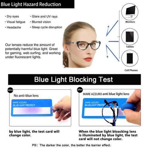 MARE AZZURO Progressive multifocal Blue Light Blocking Reading Glasses for Women Cateye